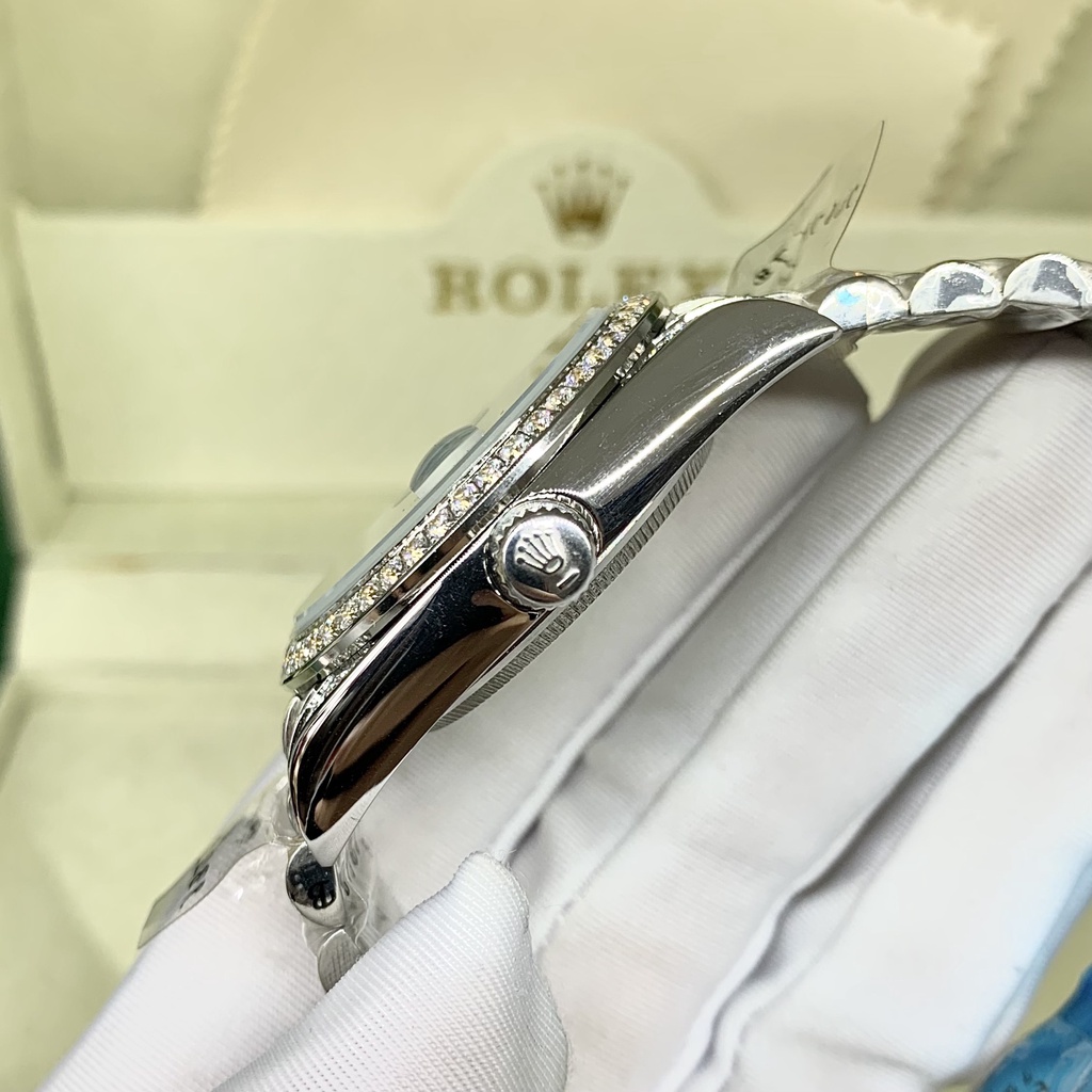 Đồng hồ nam R0.Lex viền khảm đá cao cấp màu trắng