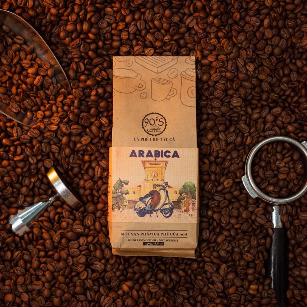 Túi 250Gr Cà Phê Arabica Gu Đắng Nhẹ Chua Thanh Hậu Vị Ngọt Nguyên Chất Rang Mộc |100% Cà Phê Sạch| 90S Coffee Vietnam