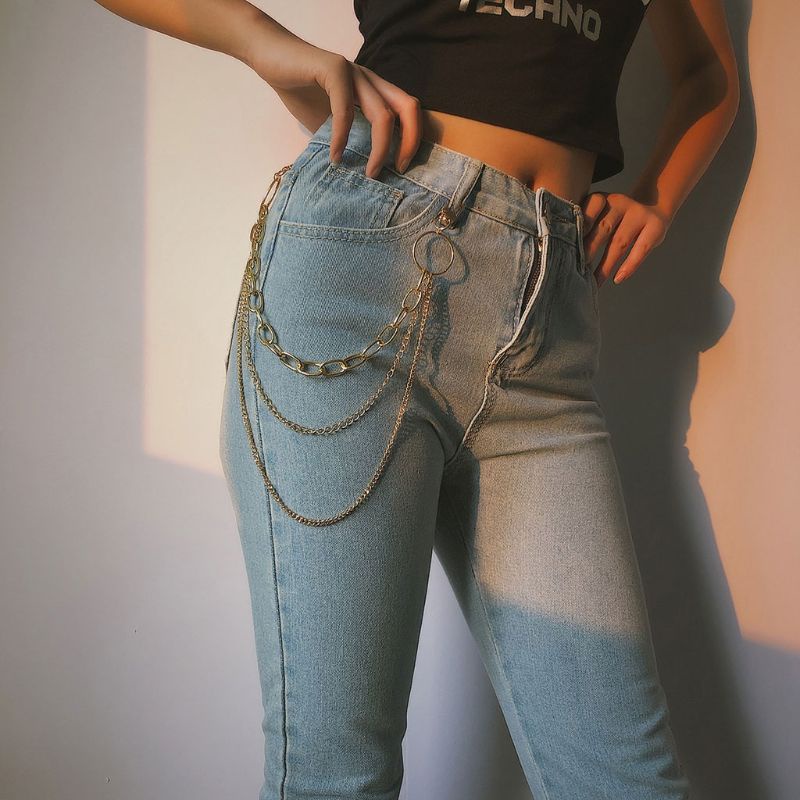 Youyo Dây Xích Nối Quần Jean Punk Đi Xe Đạp Nhiều Lớp Kiêm Ví Đeo Thắt Lưng