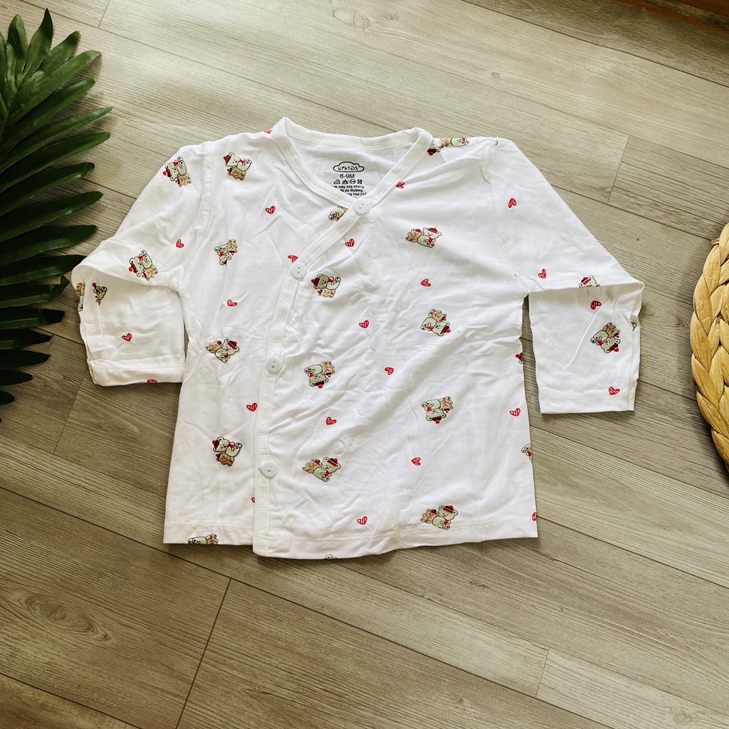 Áo dài tay cài lệch sơ sinh hoạ tiết dễ thương cho bé VT KIDS