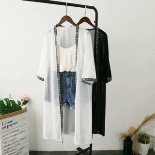 Áo kimono viền thổ cẩm có sẳn