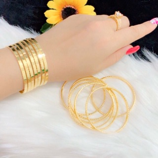 Vòng ximen kiểu trơn dát vàng 18 khoá khớp bấm bộ 7 chiếc