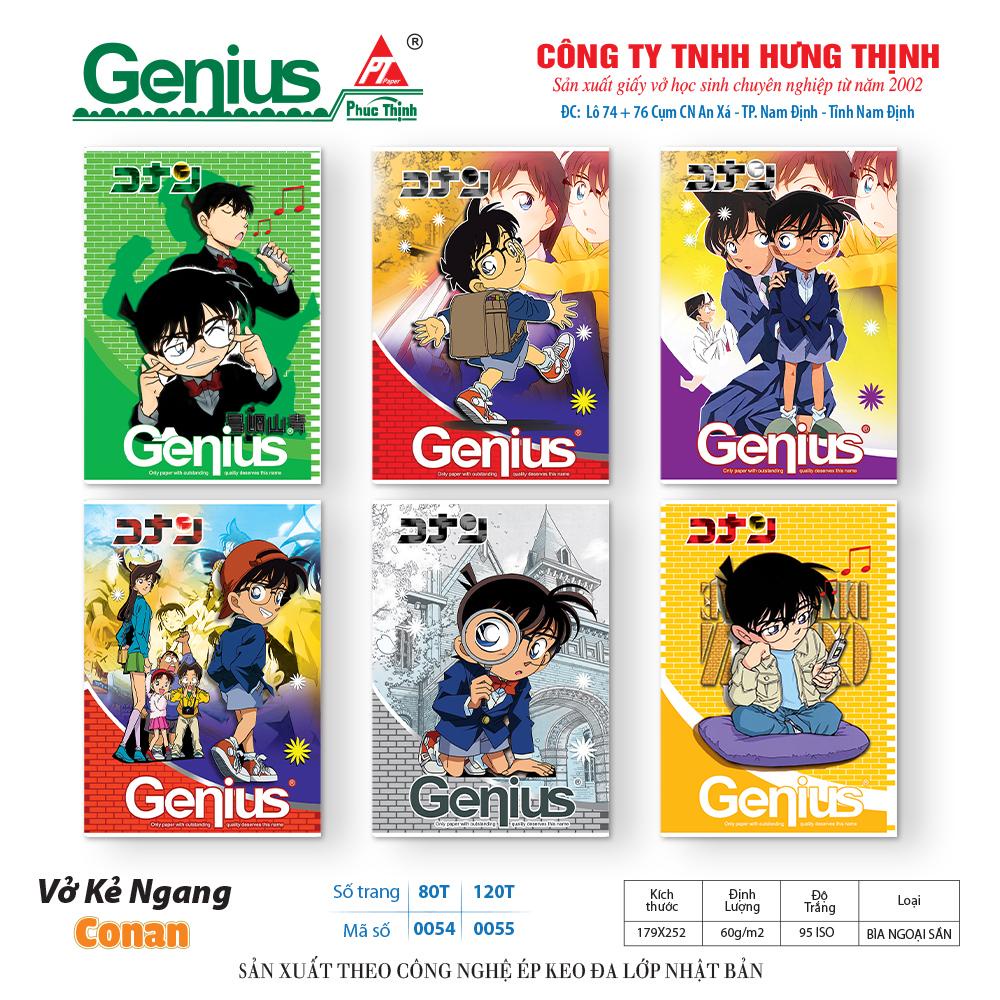 Combo 2 quyển Vở kẻ ngang khổ B5 Dán gáy Phúc Thịnh Hình CONAN 0054- 80 trang