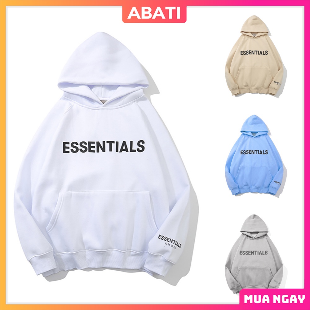 Áo hoodie essentials form rộng unisex dày dặn áo khoác ngoài lót nỉ ấm áp phong cách hàn quốc chính hãng ABATI