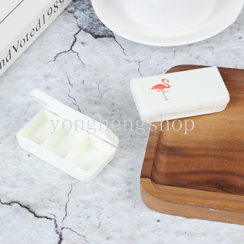 Hộp Đựng Thuốc 3 Ngăn Hình Chim Hồng Hạc/Cây Xương Rồng Dễ Thương