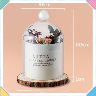 Nến thơm trang trí hoa khô tự nhiên set quà tặng nắp chụp kính sang trọng, quà tặng sinh nhật, các dịp lễ