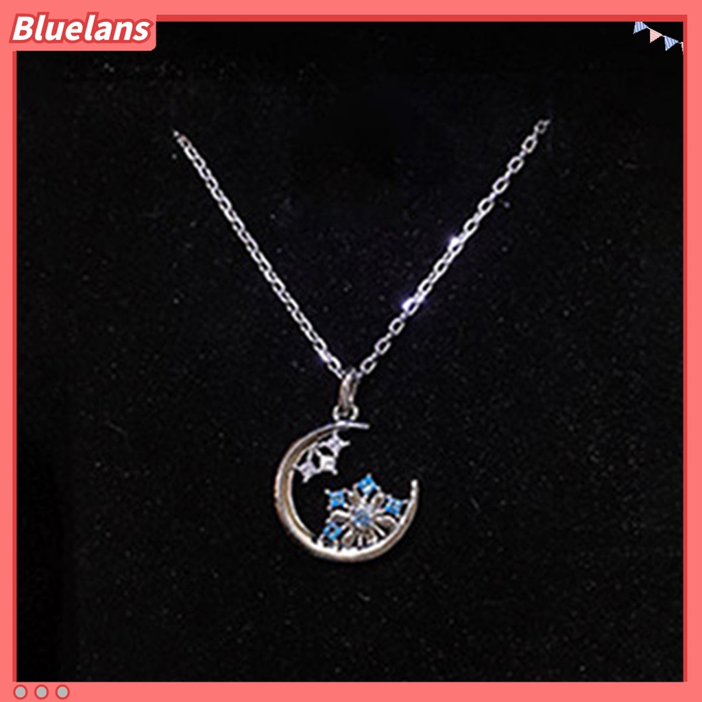 Vòng cổ Mặt Hình Hoa Tuyết / Mặt Trăng Đính Đá Chống Mài Mòn Phong Cách Hàn Quốc 48h