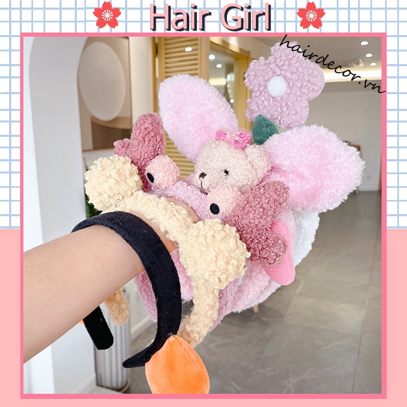 Đồ cài tóc bằng vải bông họa tiết hoạt hình dễ thương phong cách Hàn Quốc