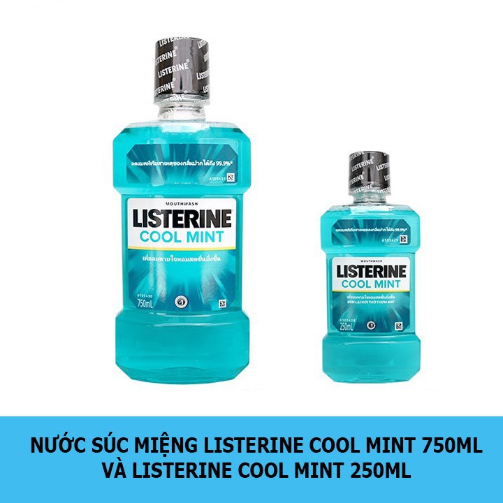 Chai Nước Súc Miệng Listerine Thailand 750 kèm chai nhỏ 250 ml