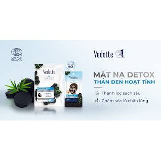 Mặt Nạ Giấy Than Hoạt Tính 22ml Vedette - Tươi Mát Da Và Sáng Khỏe0