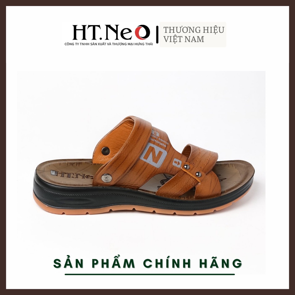 Sandal nam- giày sandal nam HT.NEO da bò nguyên miếng mềm, bóng đẹp, đường keo đế chắc chắn đế kếp 3.5 cm SD89