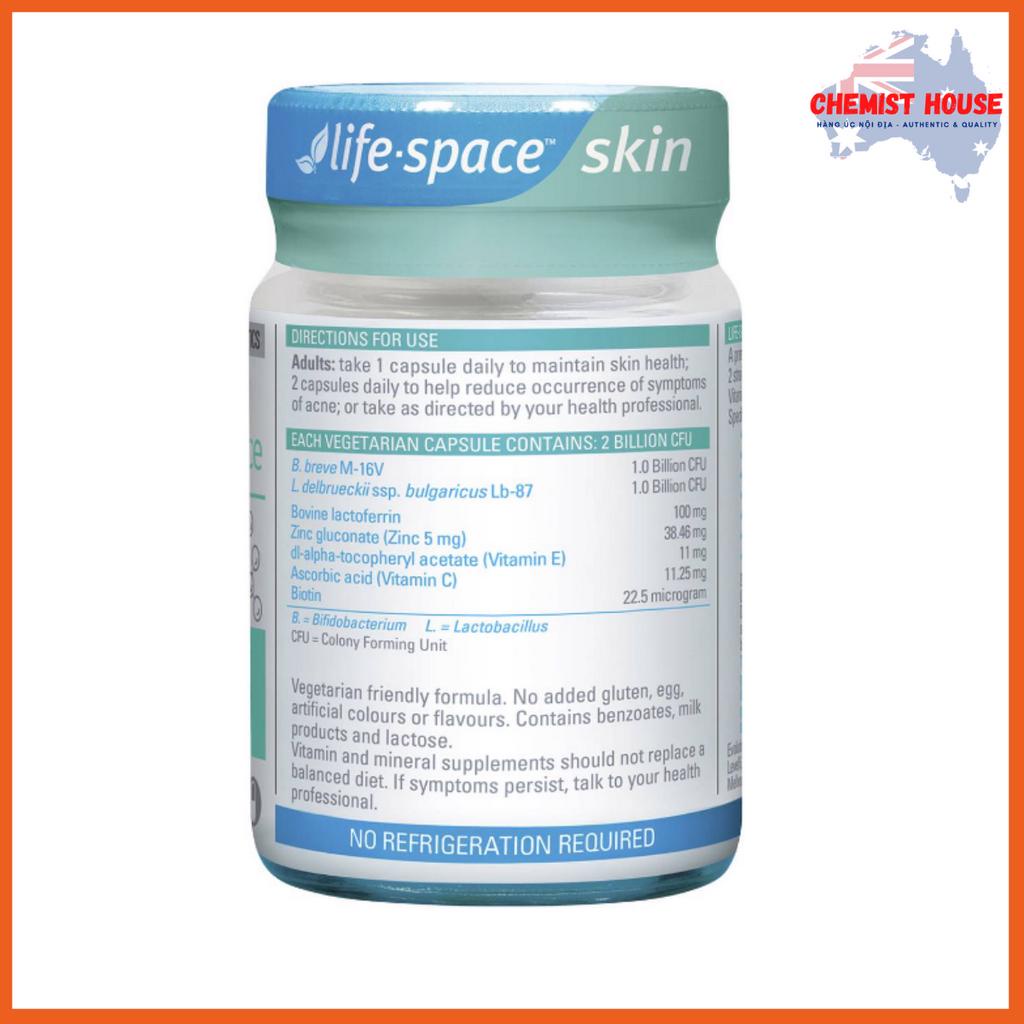 Men Vi Sinh Lợi Khuẩn Ngừa Mụn Tái Tạo Cân Bằng Da - Life Space Probiotics &amp; Skin Rebalance 20 viên