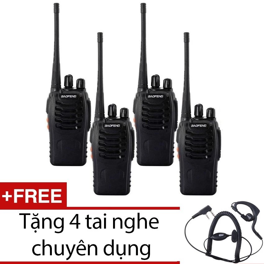 Combo 4 bộ đàm Baofeng BF-888s đời Tặng tai nghe chuyên dụng kèm theo