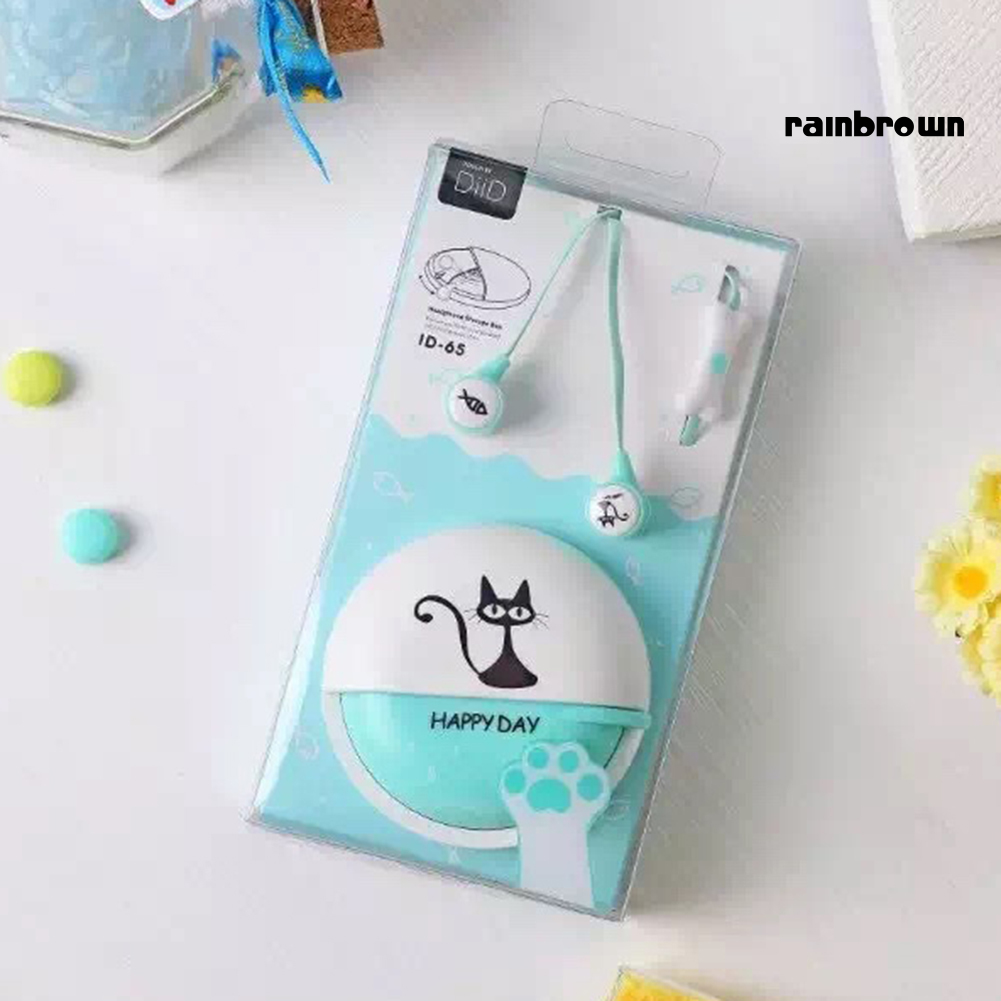 Tai Nghe In-Ear Hình Mèo Hoạt Hình Đáng Yêu Kèm Hộp Đựng