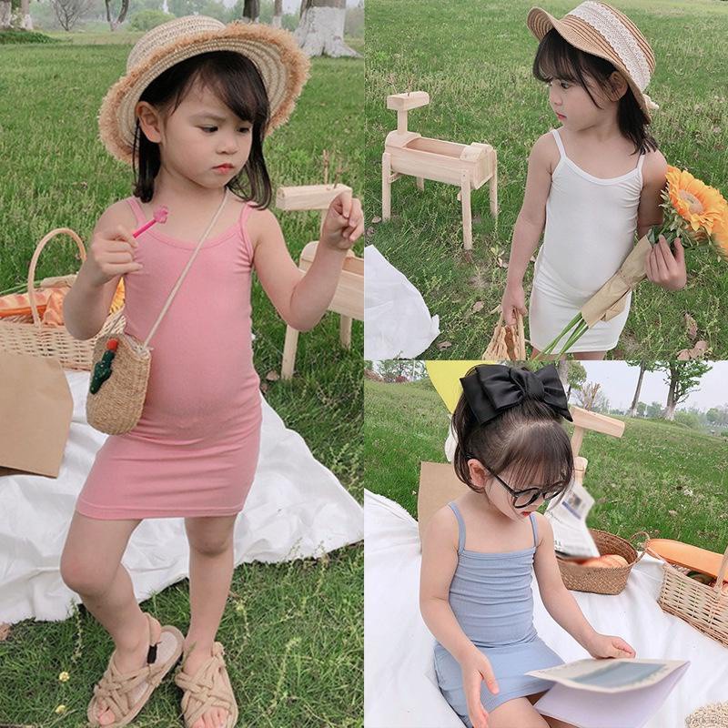 Bộ Đồ Ngủ Hai Dây Màu Sắc Trơn Thời Trang Mùa Hè Cho Bé Gái