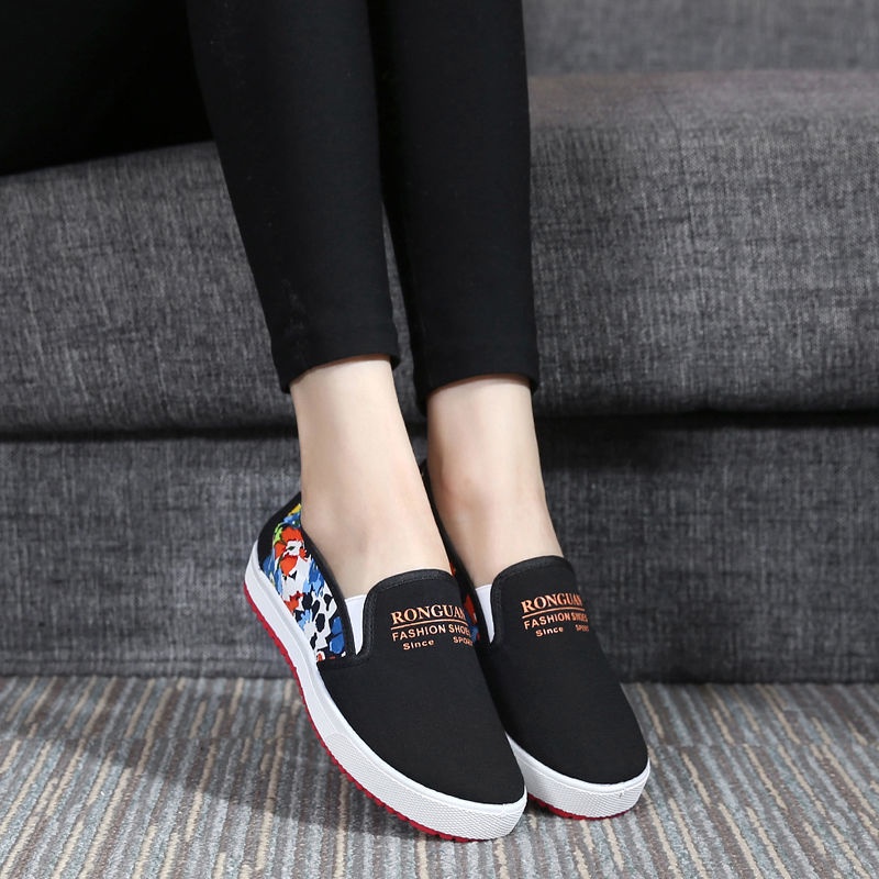 Giày Lười Vải Canvas Đế Bằng Thời Trang Xuân Thu Cho Nữ