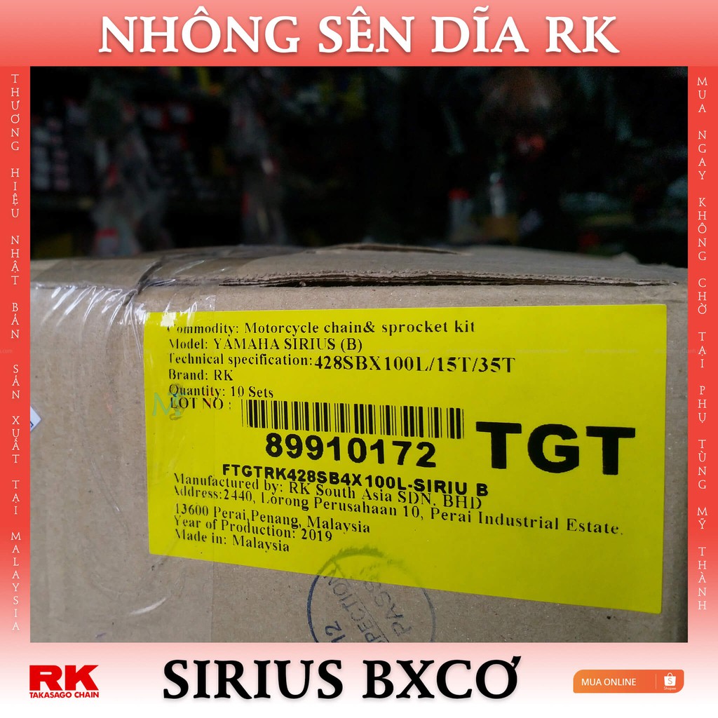 Nhông sên dĩa RK xe Sirius bình xăng cơ thương hiệu Nhật Bản