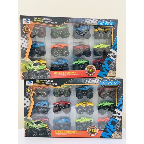 Hộp xe đồ chơi trẻ em nhiều xe, Super car Monster 12 chiếc