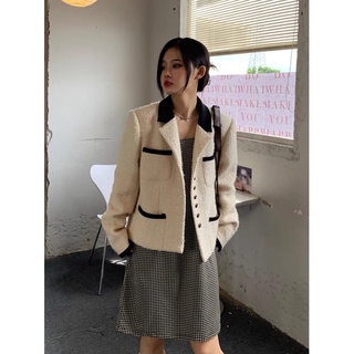 [Order] Áo khoác dạ cổ vest phối màu