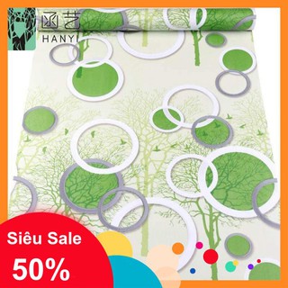 [ NHIỀU MẪU]Giấy dán tường vân tròn xanh cốm