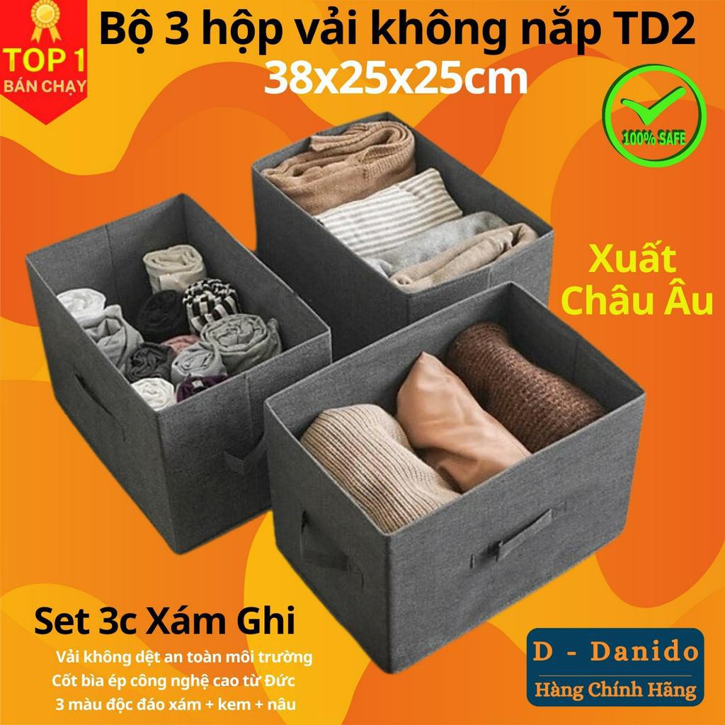 Combo 3 hộp vải đựng đồ đa năng TD2 không nắp phong cách Thụy Điển dung tích 24L - Hàng chính hãng D Danido
