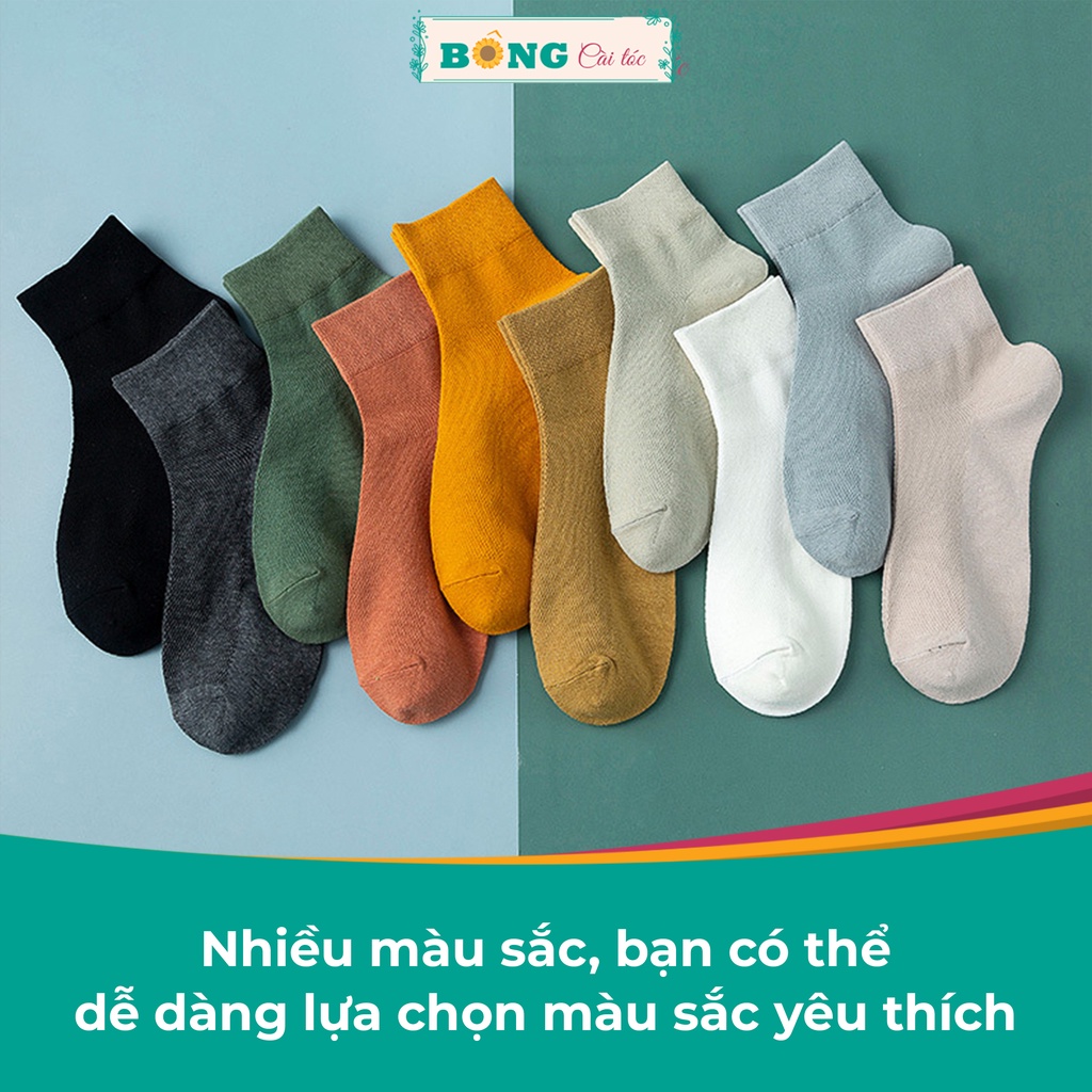 Tất nữ cổ ngắn nhiều màu chất cotton mềm mịn, co giãn 4 chiều phong cách Hàn Quốc TC30 - Vớ BÔNG Cài Tóc