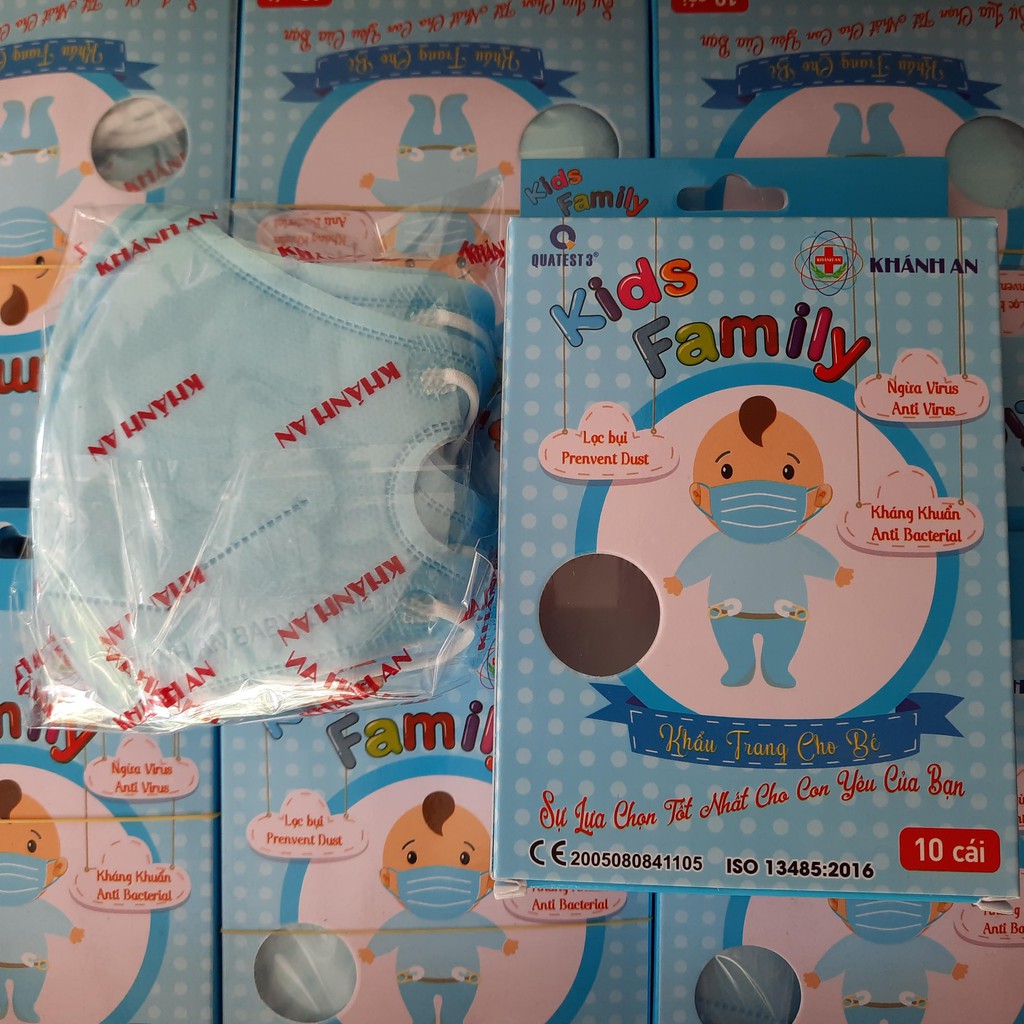 Combo 5 hộp Khẩu trang y tế dành cho trẻ em từ 5 đến 12 tuổi Khánh An Kids Family