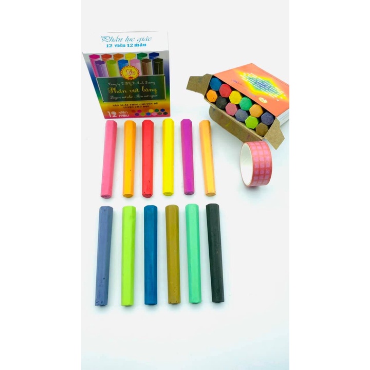 Phấn lục giác Ánh Dương - 12 viên 12 màu - tự tạo thanh đậm