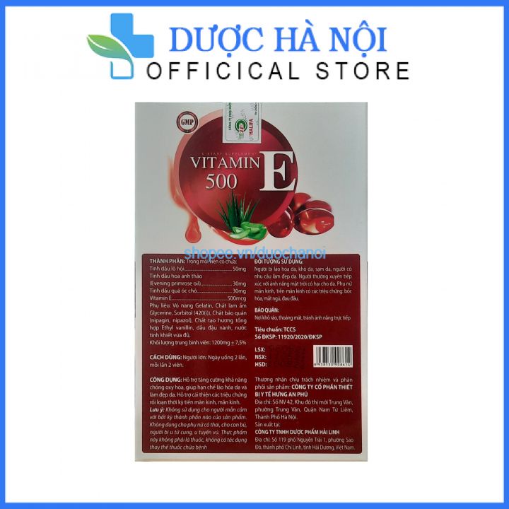 Viên uống trắng đẹp da collagen Vitamin E đỏ 500 đẹp da giảm lão hóa ngừa nám tàn nhang hộp 60 viên