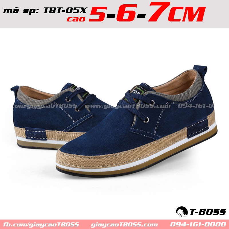 Giày Tăng chiều cao nam 5cm - 6cm - 7cm, Da lộn cao cấp TBT-05X - GIÀY CAO T-BOSS