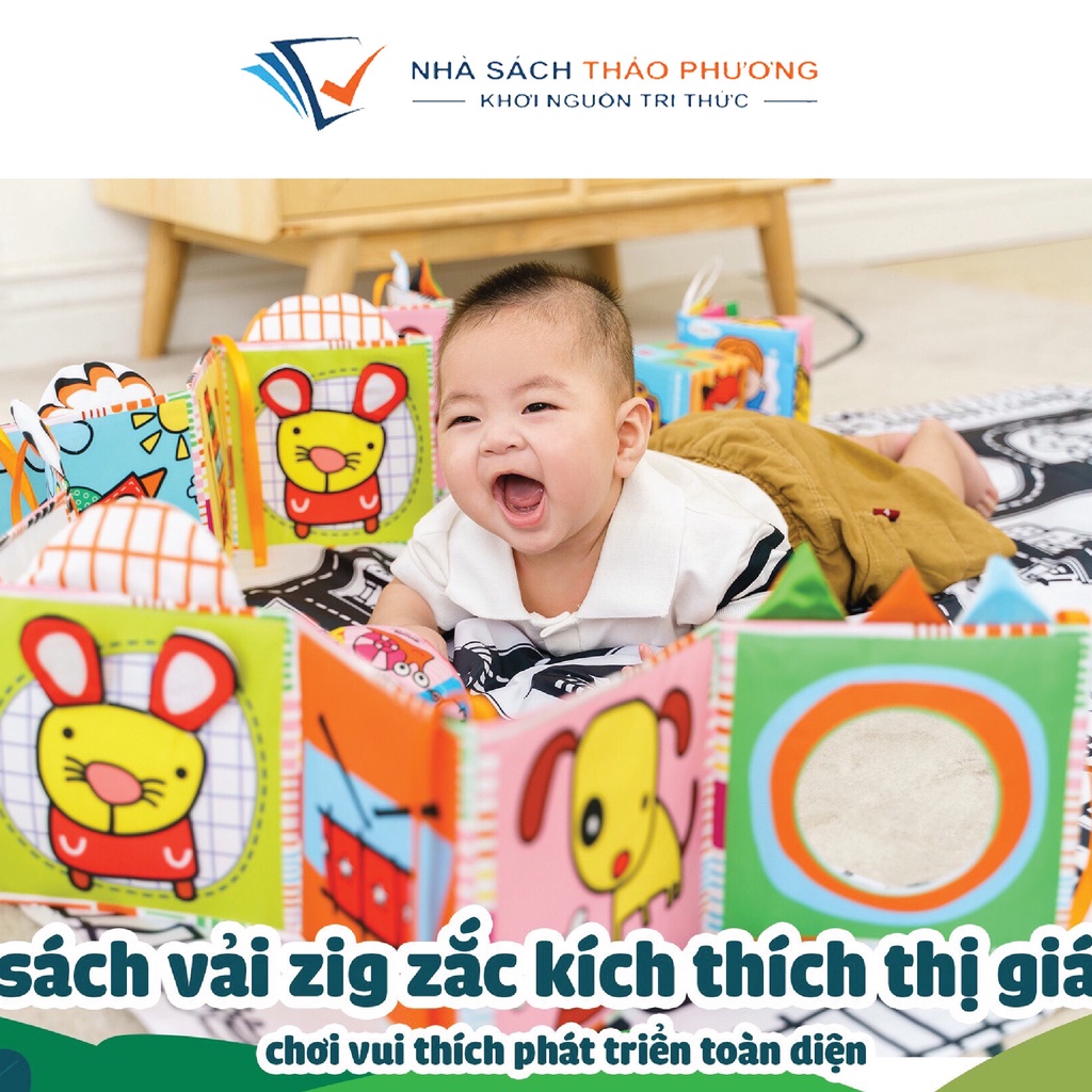 Sách vải kiêm quây cũi kích thích thị giác cho bé Lalala Baby 3in1, có dây để treo lên thành nôi