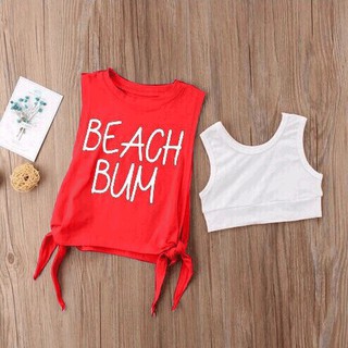 Bộ áo bé gái - Set áo + bra (Đỏ, Hồng, Trắng)
