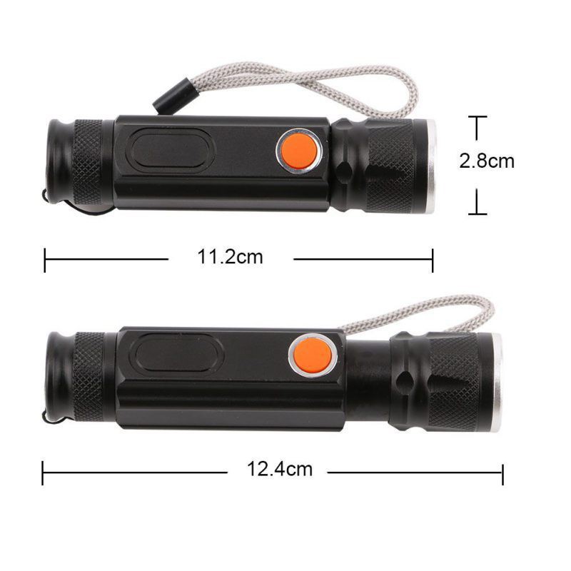 Đèn pin nhật bản - Đèn pin mini đa năng bóng Q5L siêu sáng có đèn trên thân , Chế độ sạc USB Zoom LED