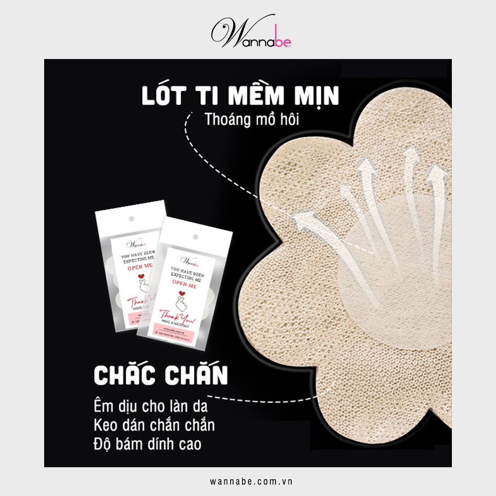 Miếng dán nhũ hoa, dán ti Wannabe DTV03 bằng vải hình bông hoa 7 cánh
