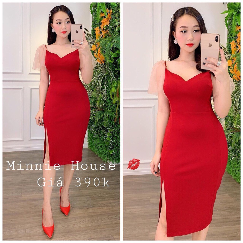 Đầm body dự tiệc cổ tim tay cánh tiên sang trọng | BigBuy360 - bigbuy360.vn