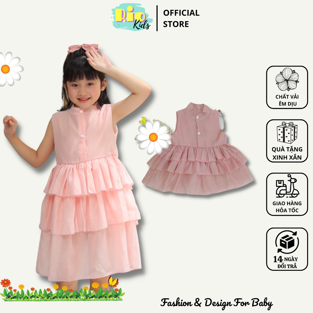 Đầm công chúa váy tiểu thư thiết kế cho bé gái từ 0 đến 8 tuổi - Riokids TT7