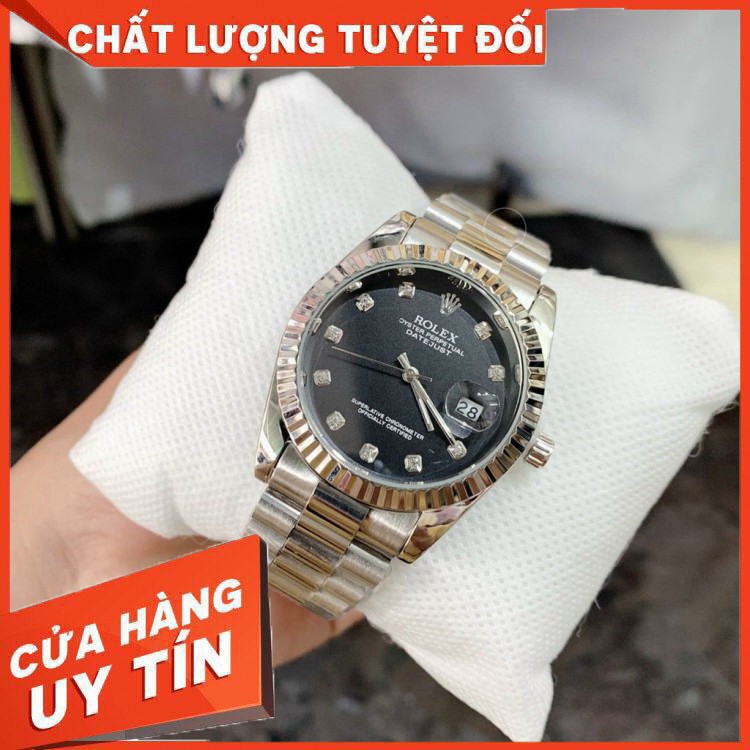 (rolex.viền trơn) Đồng Nam Rolex mã RL156 dây đặc nguyên khối, mạ không rỉ, dây full vàng - bảo hành 12 tháng