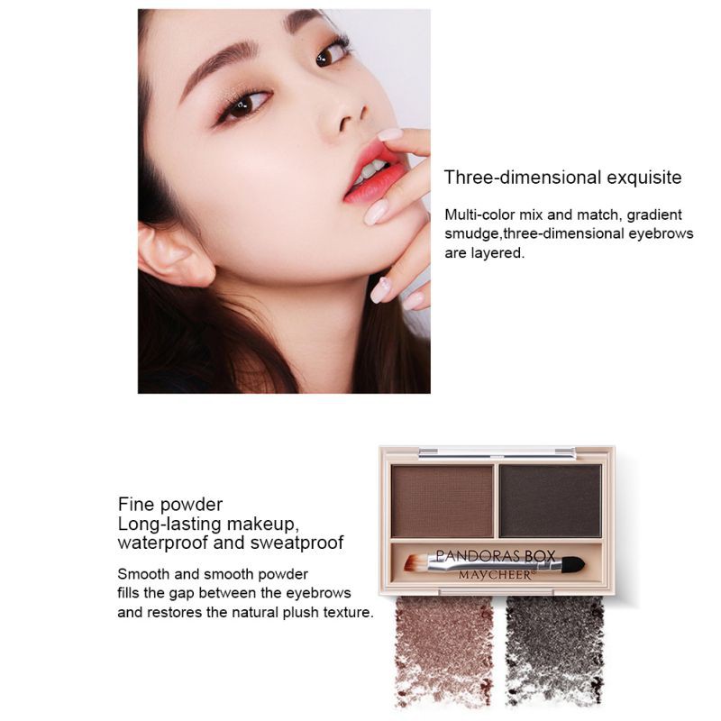 [Hàng mới về] Hộp phấn vẽ lông mày 2 màu lâu trôi dễ tạo màu không thấm nước | BigBuy360 - bigbuy360.vn