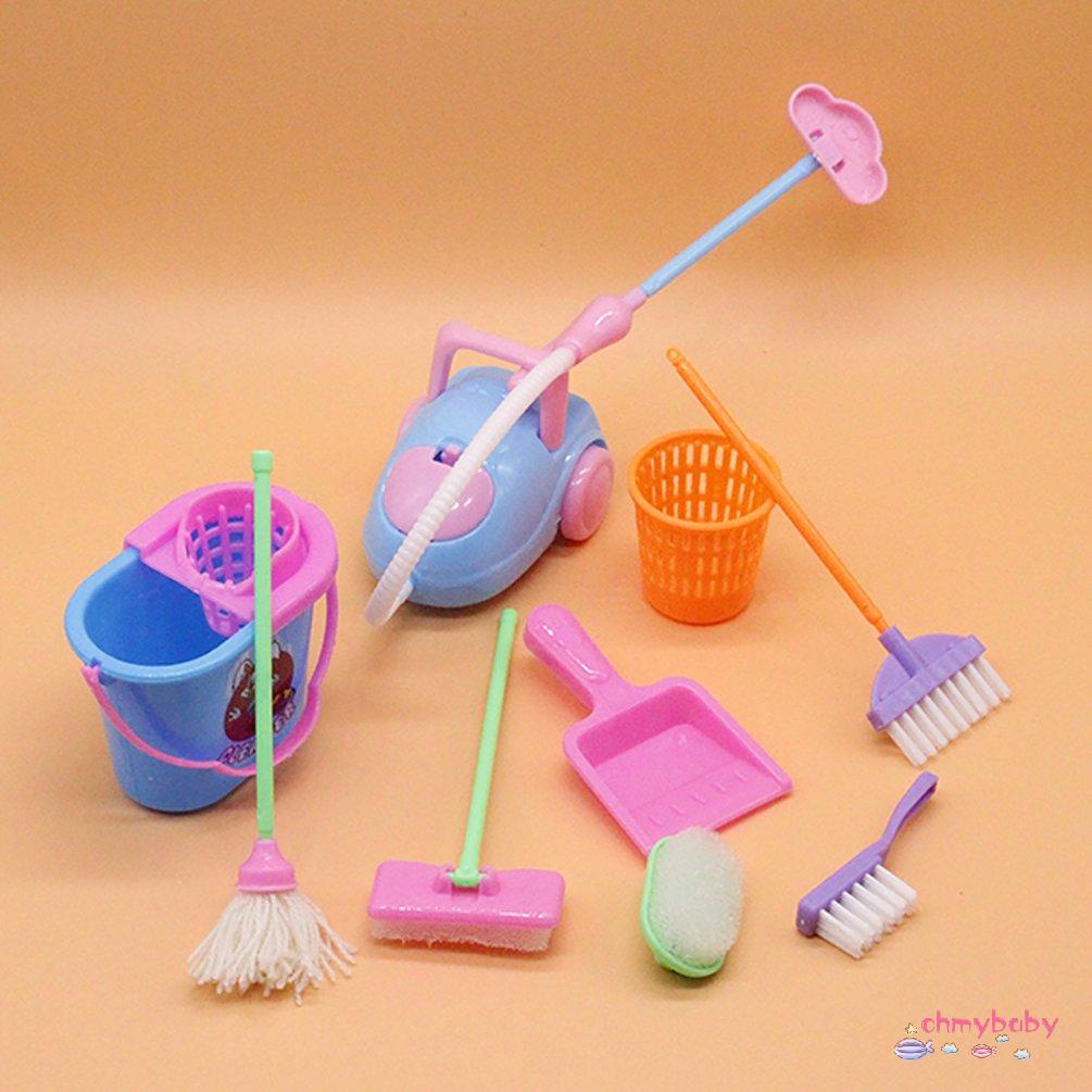 【OMB】 Miniature Mop Dustpan Bucket Brush Cleaning Tools Set For Housework Dolls