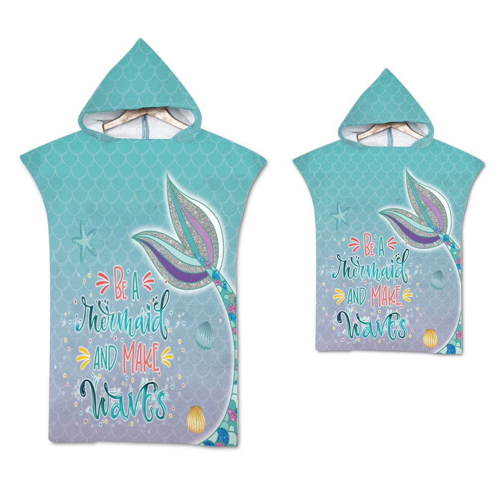 Khăn Choàng Tắm Có Mũ Trùm Đầu Kiểu Nàng Tiên Cá