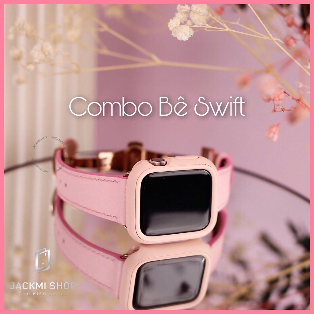 [COMBO 2 MÓN] DÂY DA BÊ SWIFT KHÓA BƯỚM CHO APPLE WATCH + ỐP VIỀN RHINOSHIELD CHO APPLE WATCH (DÂY DA BẢO HÀNH 1 NĂM)