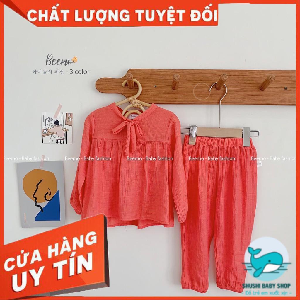 Bộ Đũi Bé Gái Cổ Nơ Nhiều Màu Beemo