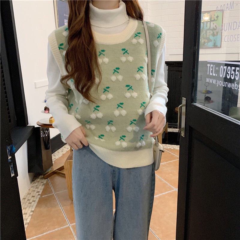 ÁO GILE LEN QUẢ CHERRY ULZZANG