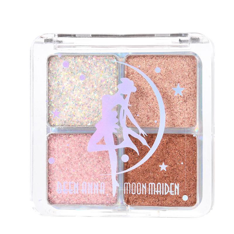 Bảng Phấn Mắt Bóng Lưu vực 琪瑟Moonlight beautiful girl s four-color eyeshadow, luminous, pearlescent, non-tipping big sequins, net celebrity, the same style, college students