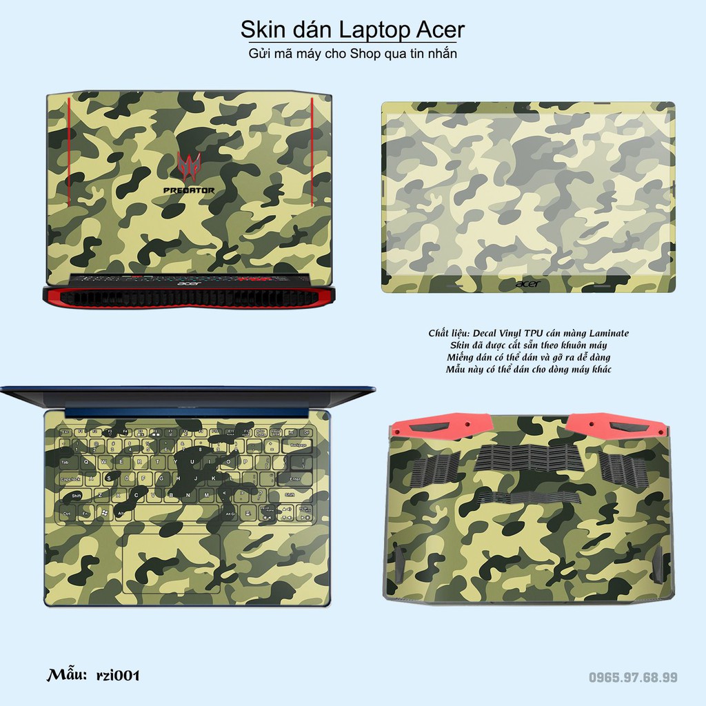 Skin dán Laptop Acer in hình rằn ri (inbox mã máy cho Shop)