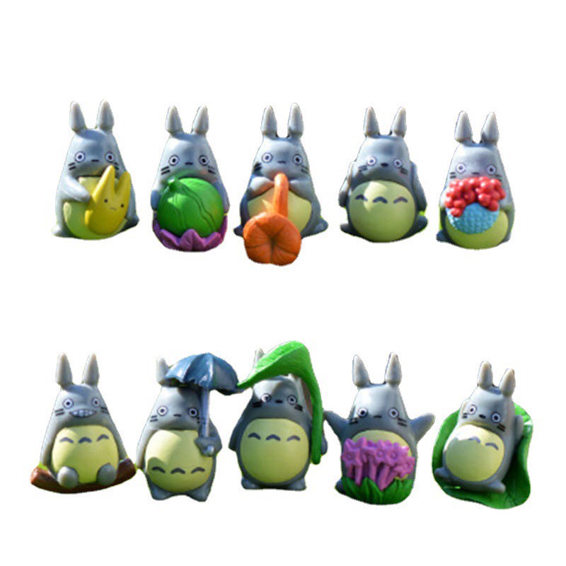 Set 10 mô hình tiểu cảnh TOTORO mini nhiều kiểu dáng đáng yêu trang trí bàn học, phòng ngủ,quà tặng-Ráp