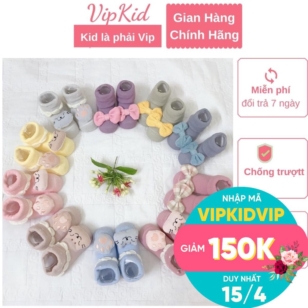 Tất cho bé, vớ chống trượt có nơ cho bé từ 3-12 tháng - vipkid