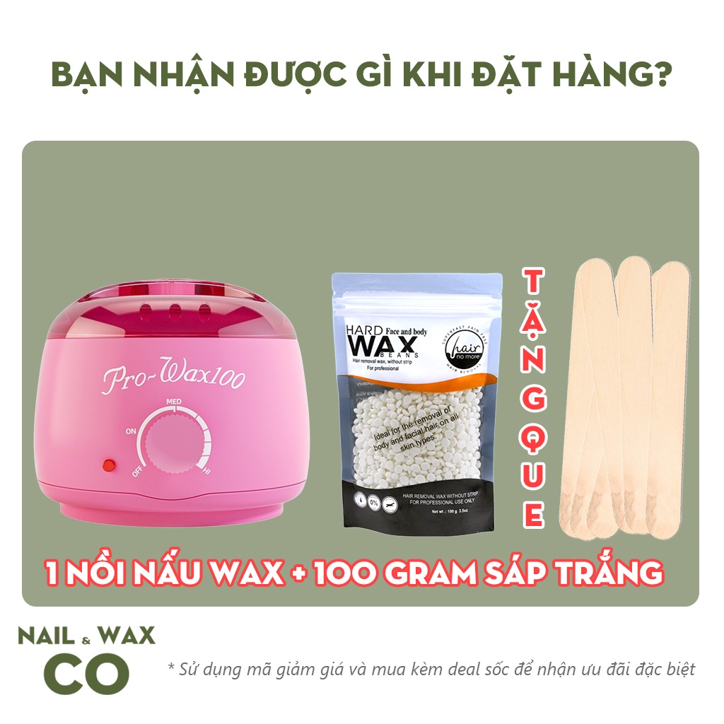 Bộ nồi nấu sáp wax lông hard wax bean hạt đậu tẩy lông PWAX100