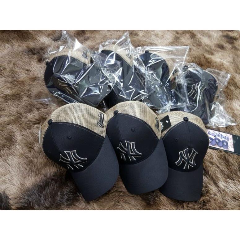 Nón kết lưỡi trai - mũ Thêu N-Y phối lưới kem unisex thời trang hàn quốc ⚡