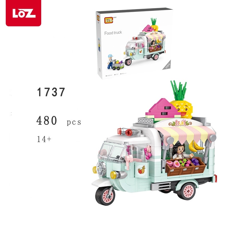 Bộ đồ chơi lắp ráp LOZ mô hình food truck- coffee truck, pizza truck, dessert truck, fruit truck